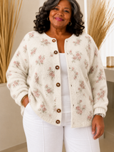 Vintage Floral Knit Cardigan for Women