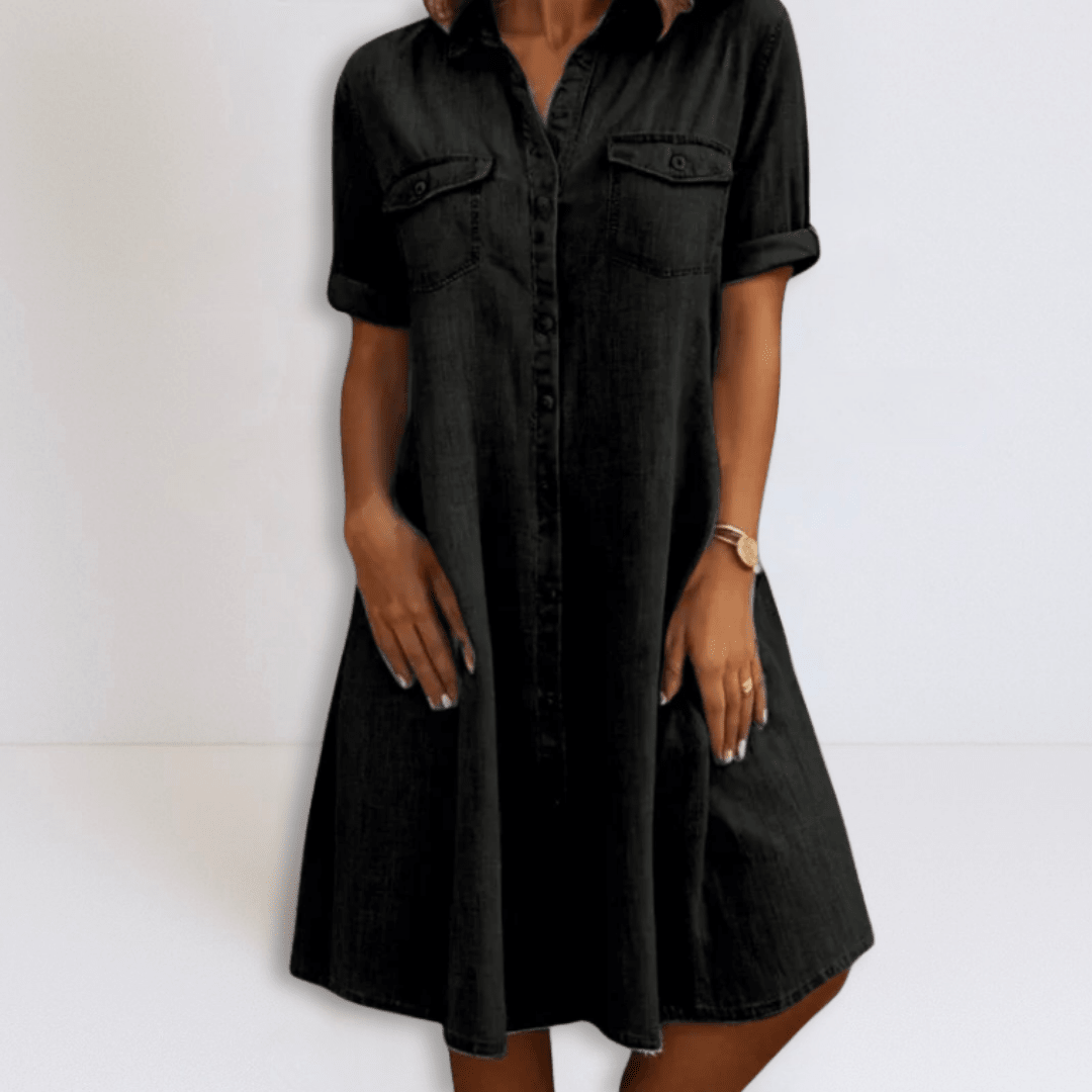 Maria | Denim Mini Dress with Side Pockets