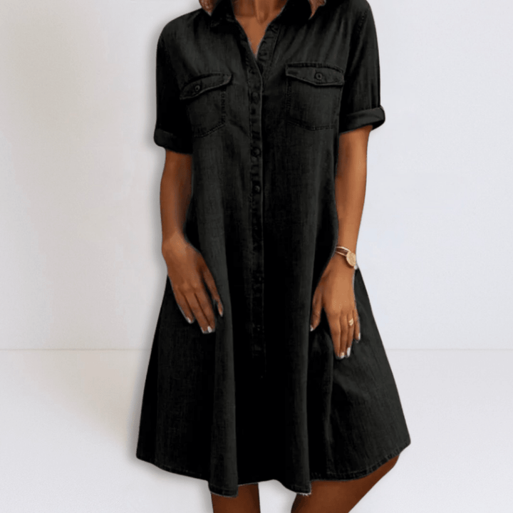 Maria | Denim Mini Dress with Side Pockets