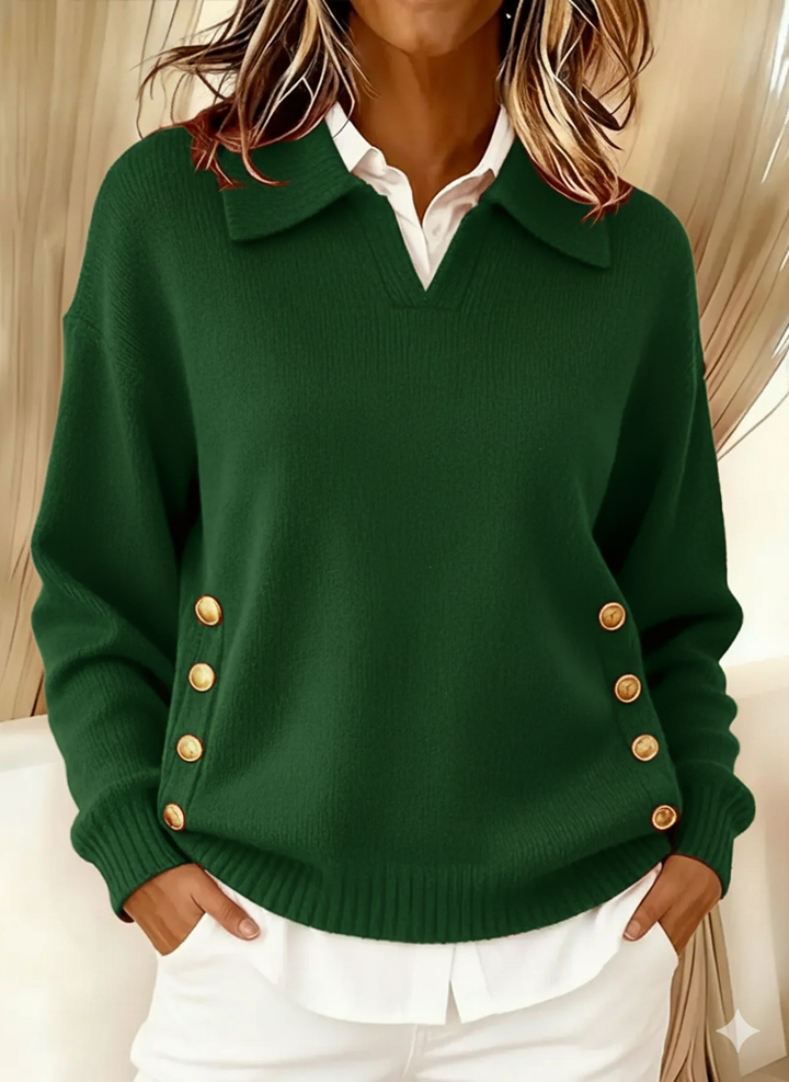 VYNETTE | V-NECK SWEATER WITH COLLAR