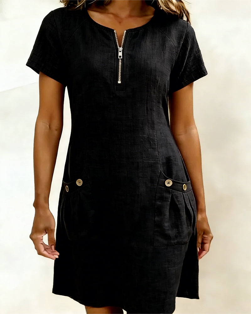Lia | Cotton Dress with Zip Pocket
