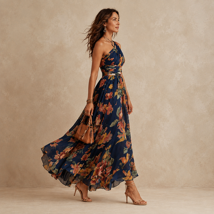 CELESTE | WATERCOLOUR FLORAL MAXI DRESS FOR WOMEN