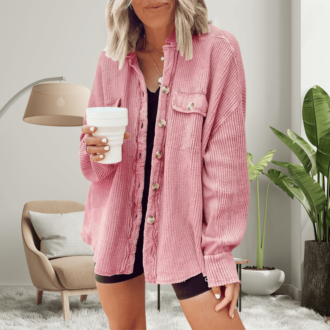 FAYE™ - Cozy Loose Fit Batwing Sleeve Button Down Jacket