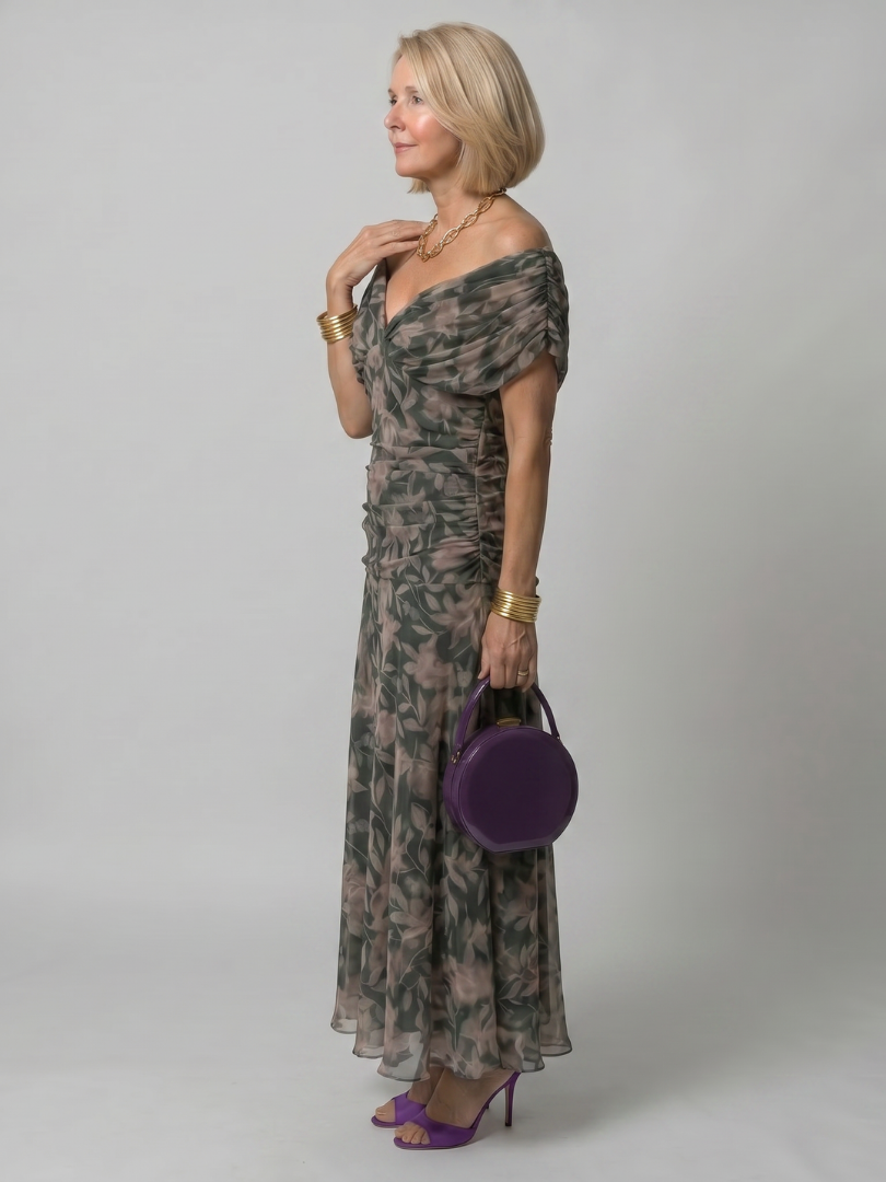 Ellis & Johnson™ | Off Shoulder Flow Midi Dress