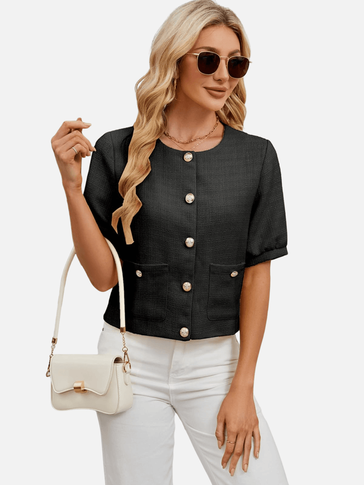 Vivian | Cropped Tweed Blazer Jacket