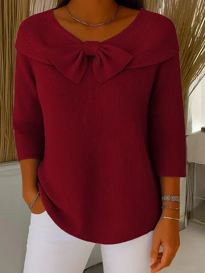 TIVELLA | SWEATER WITH BOW AND ROUND NECKLINE