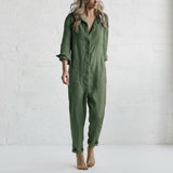 Elvina | Button-Front Linen Jumpsuit