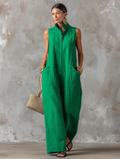 Claire | Minimalist Wide-Leg Linen Jumpsuit