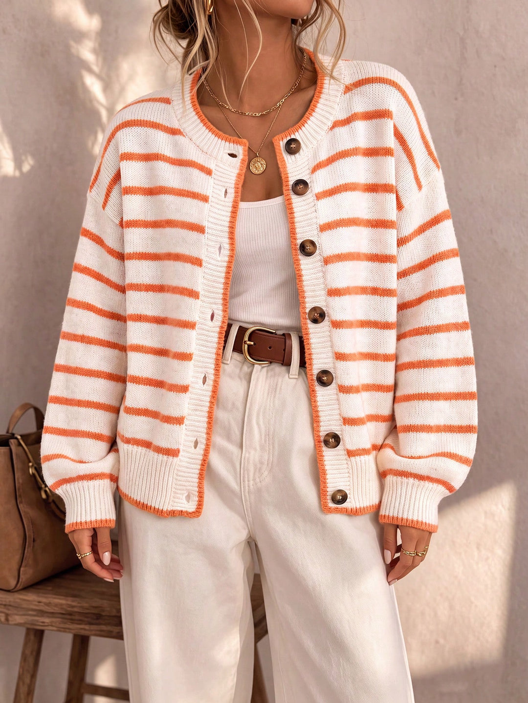 MABEL | STRIPED KNIT CARDIGAN FOR WOMEN