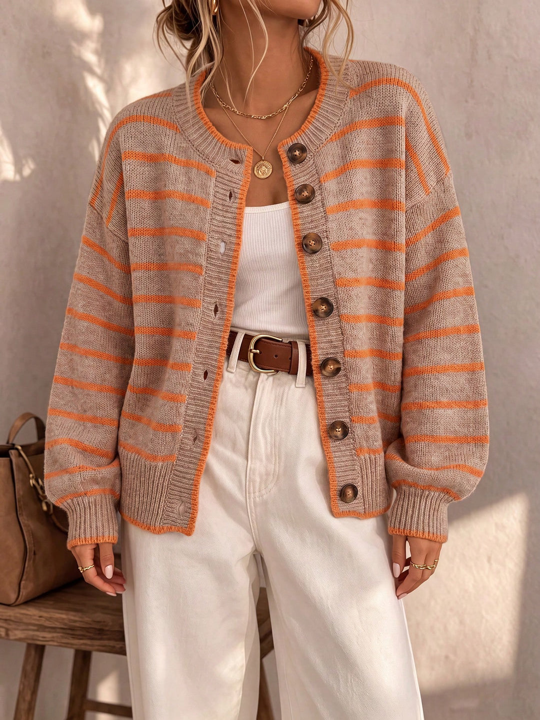 MABEL | STRIPED KNIT CARDIGAN FOR WOMEN