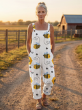 Maris | Bee & Floral Print Wide-Leg Jumpsuit in White