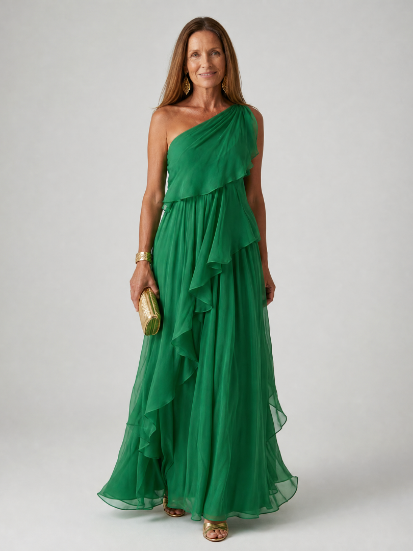 ELIANA | ONE-SHOULDER CHIFFON MAXI DRESS FOR WOMEN