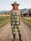 Cleo | Sage Green Printed Wide-Leg Jumpsuit