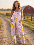 Evangeline | Bloom Day Jumpsuit in Pink Floral Print