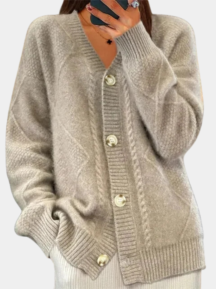 ALIYAH | DIAMOND KNIT BUTTON CARDIGAN FOR WOMEN