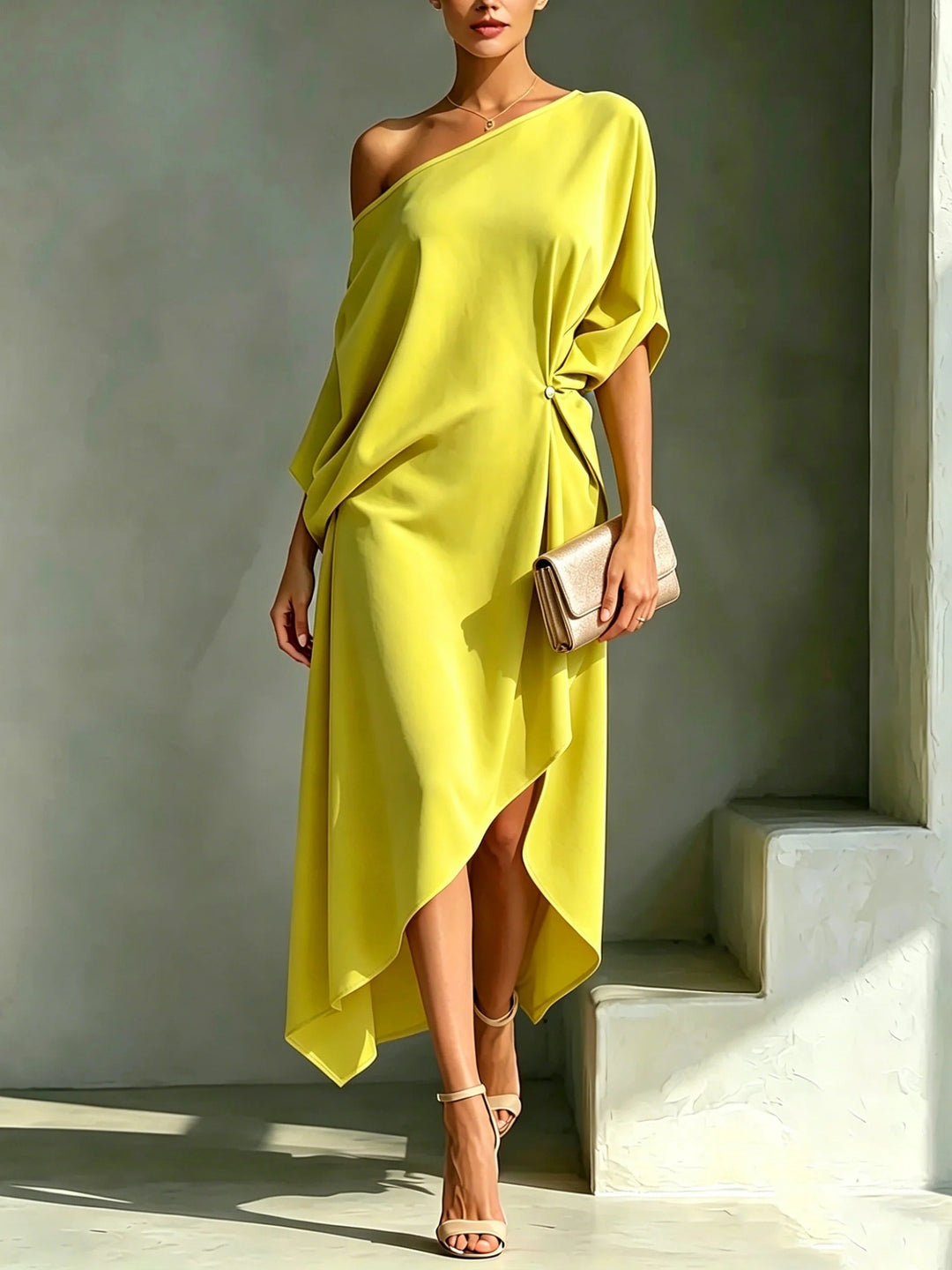 ISABELLA | CHIC ONE-SHOULDER MIDI DRESS FOR WOMEN