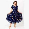 Ivy | Navy Spot Print Midi Dress