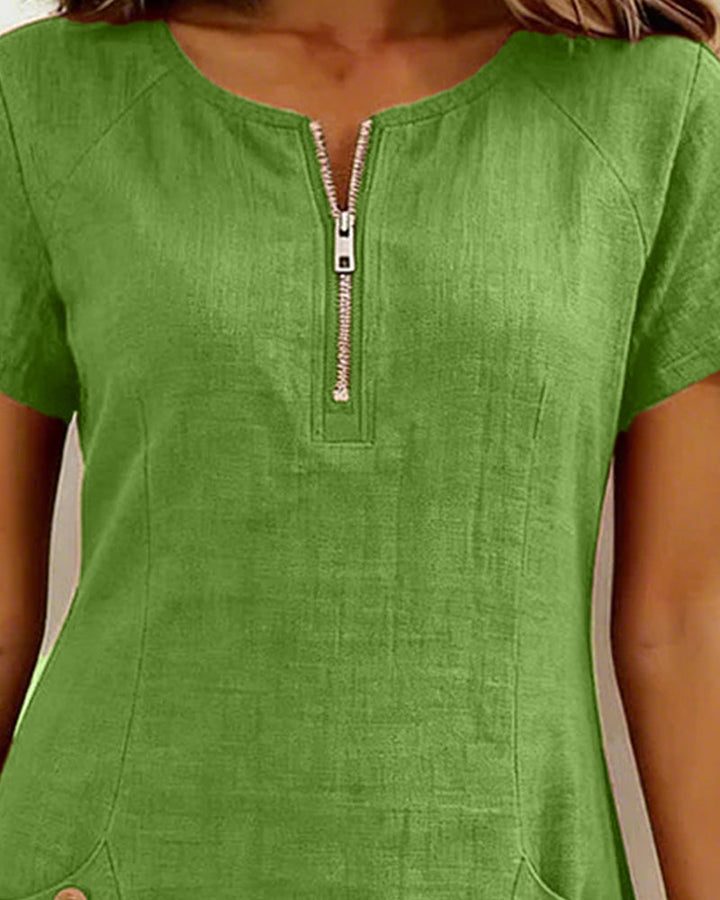 Lia | Cotton Dress with Zip Pocket