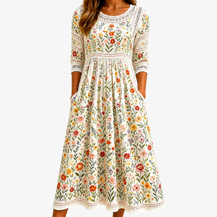 Flower Meadow Charm Midi Dress