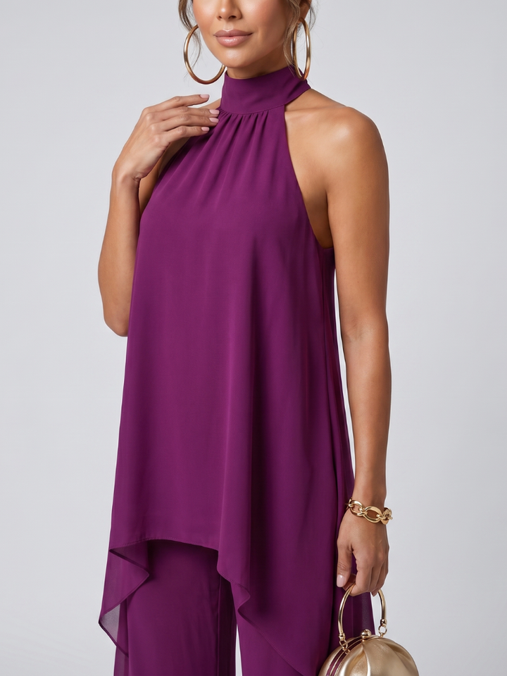 Zareen | Asymmetric Tunic Top Wide Leg Trousers Set