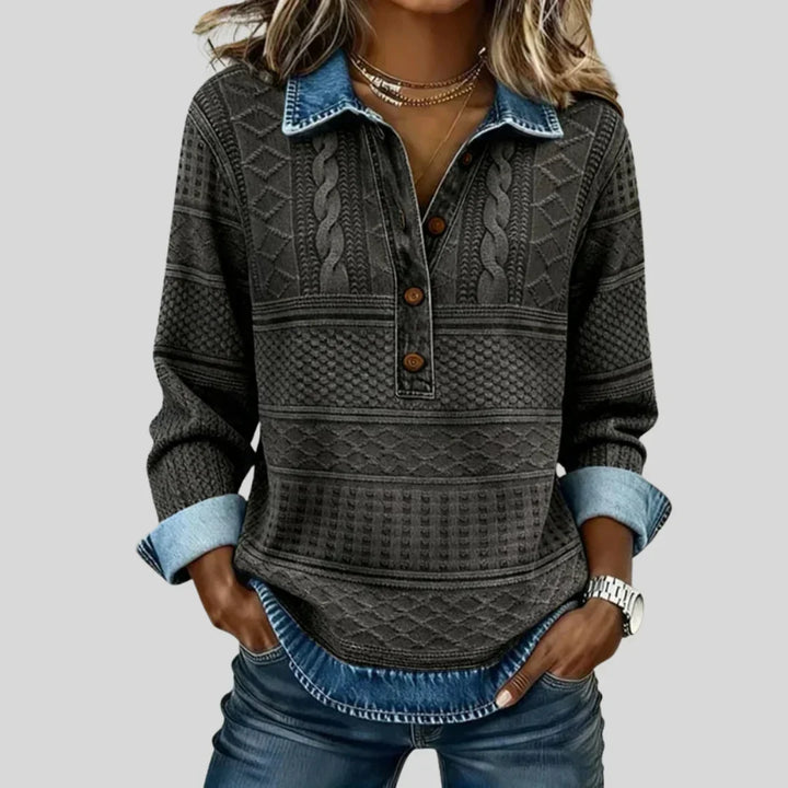 AZALEA | CABLE KNIT COLLARED JUMPER FOR WOMEN