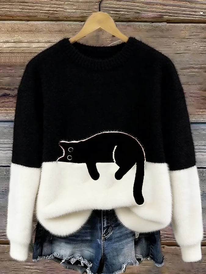 BRIDGET | CAT GRAPHIC SWEATERS FOR WOMEN