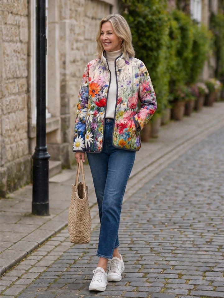 Kaia | Charming Vintage Floral Print Quilted Jacket