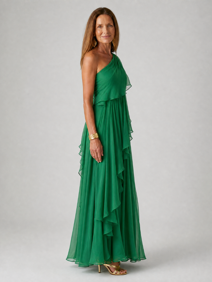 ELIANA | ONE-SHOULDER CHIFFON MAXI DRESS FOR WOMEN