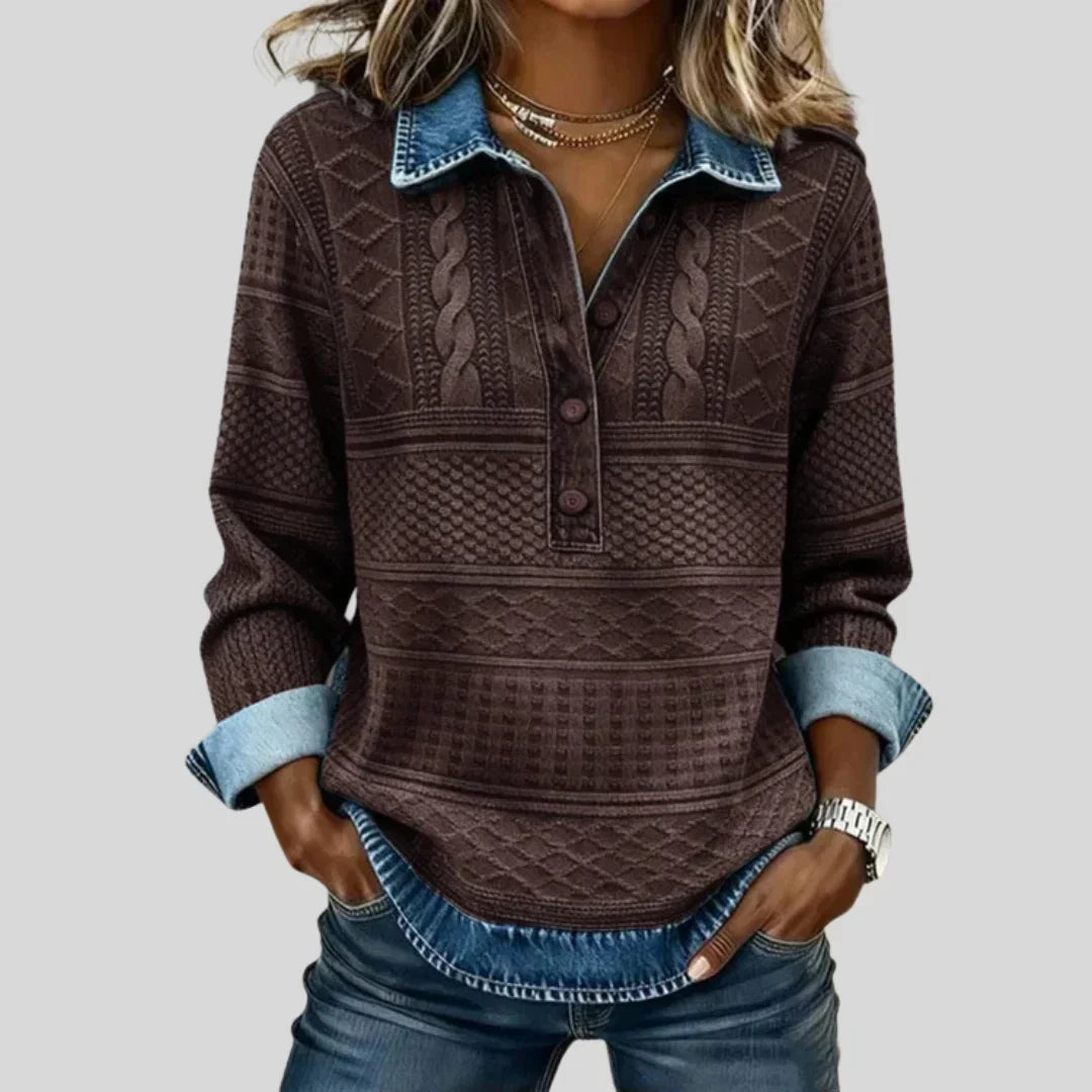 AZALEA | CABLE KNIT COLLARED JUMPER FOR WOMEN
