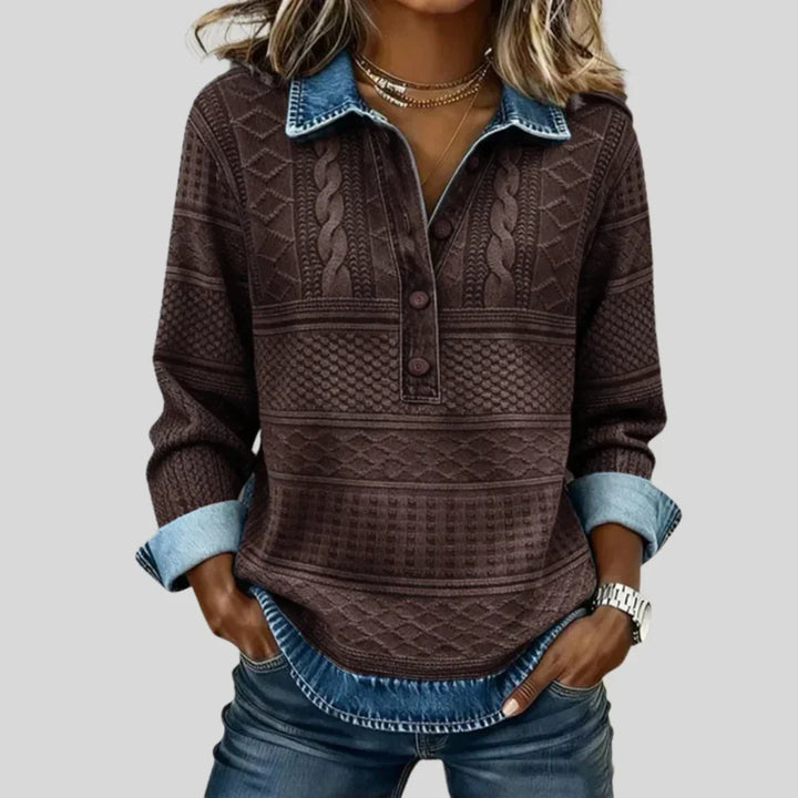 AZALEA | CABLE KNIT COLLARED JUMPER FOR WOMEN