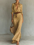 Una | Lapel-Wrap Maxi Dress