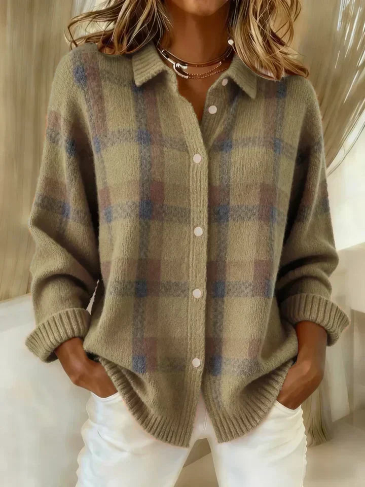 ANNA | PLAID BUTTON-UP TOP FOR WOMEN