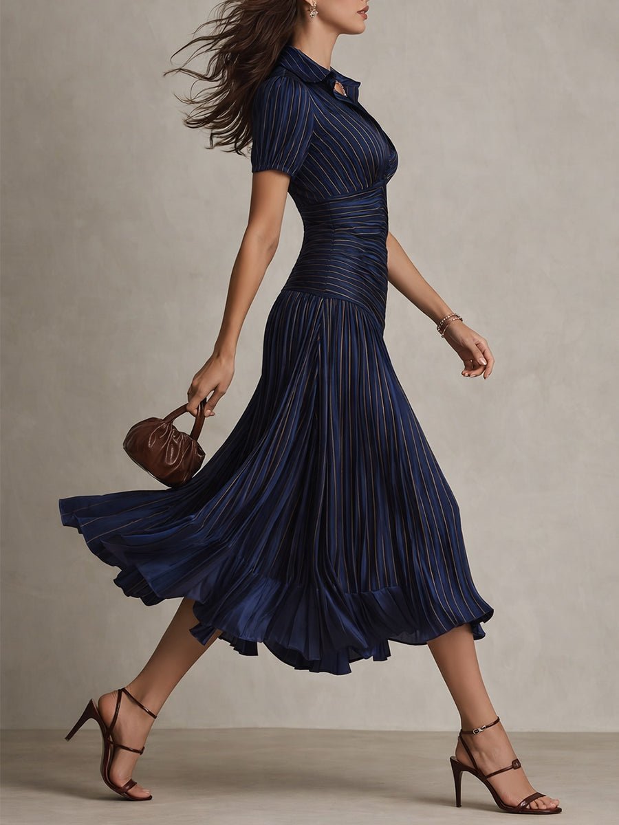 LUCIA | Retro Striped Midi Dress