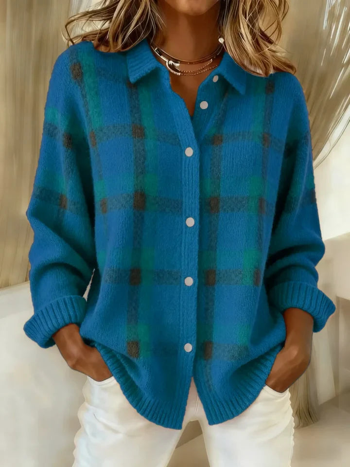 ANNA | PLAID BUTTON-UP TOP FOR WOMEN