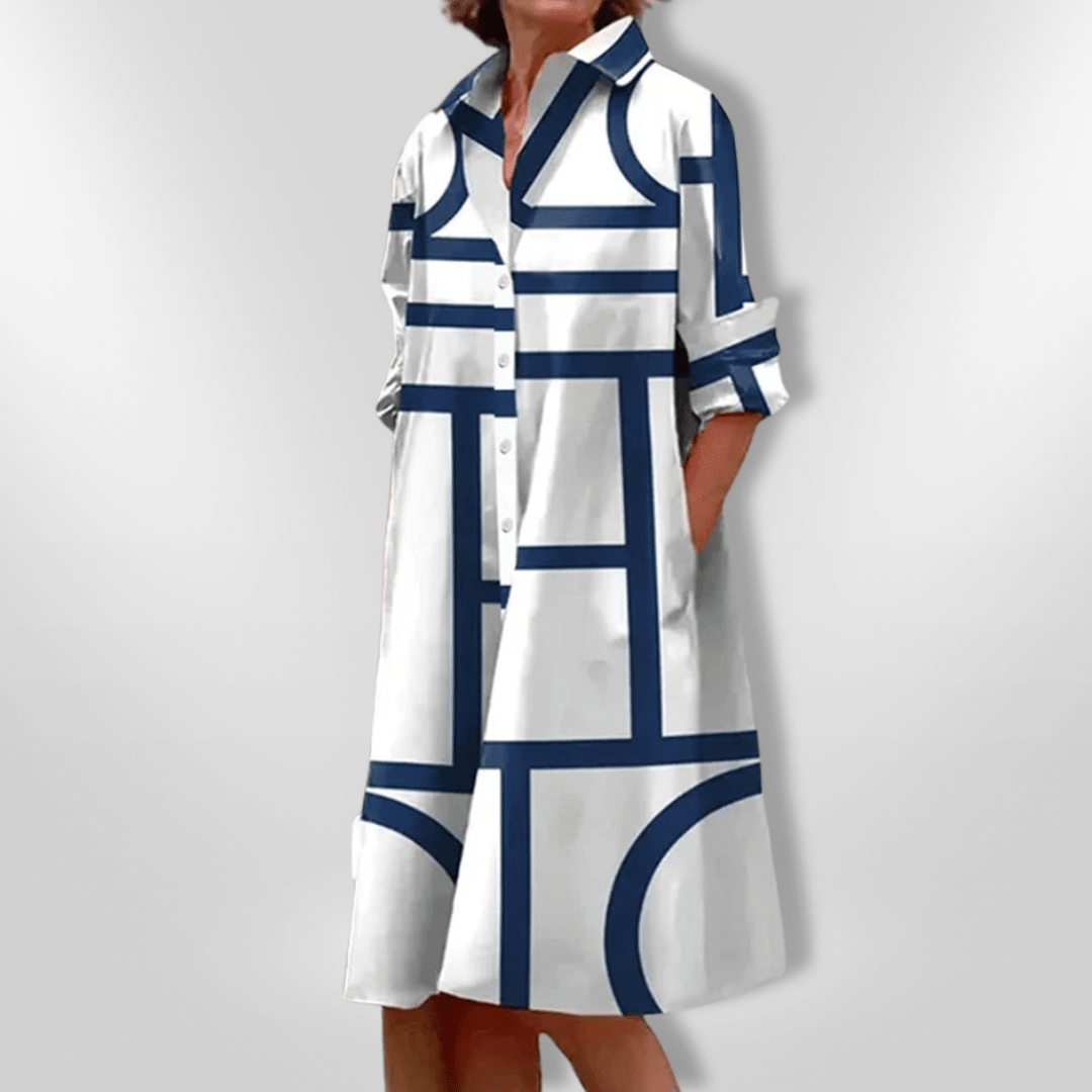 CHEZKA™ - Elegant Geometric Midi Dress