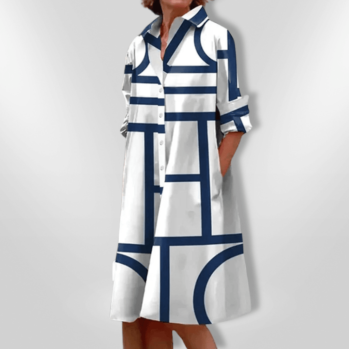 CHEZKA™ - Elegant Geometric Midi Dress
