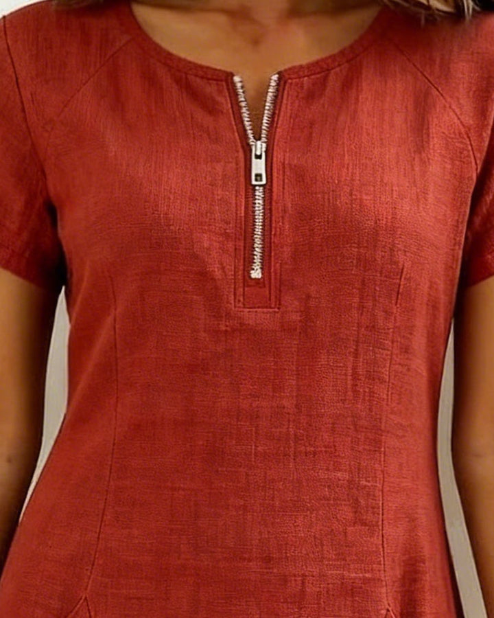 Lia | Cotton Dress with Zip Pocket