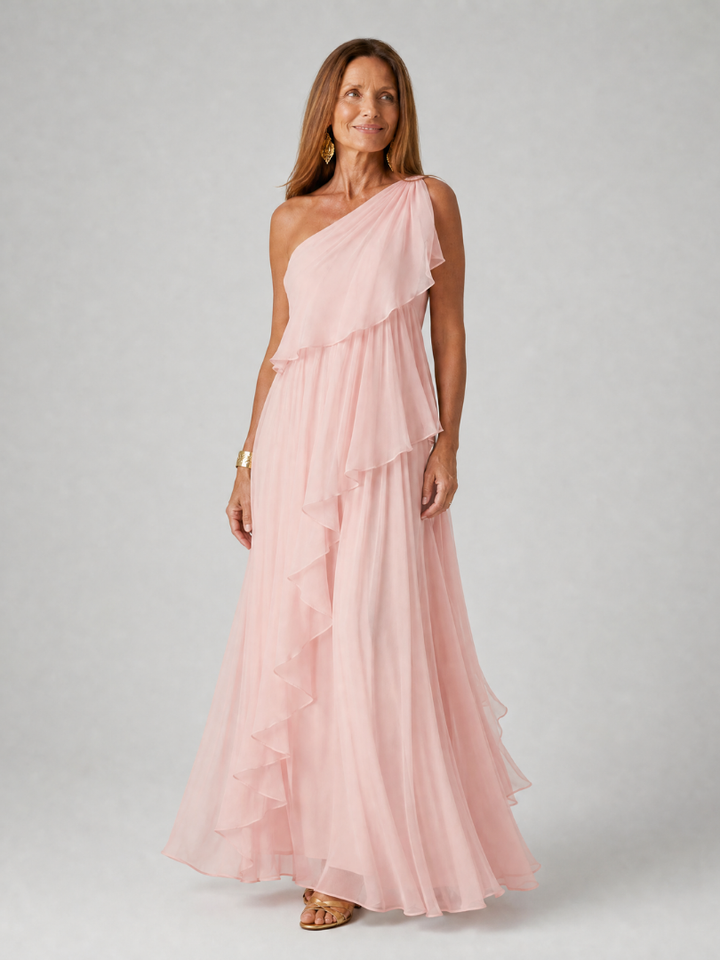 ELIANA | ONE-SHOULDER CHIFFON MAXI DRESS FOR WOMEN