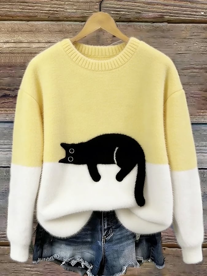 BRIDGET | CAT GRAPHIC SWEATERS FOR WOMEN