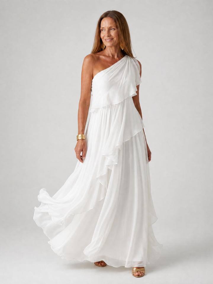 ELIANA | ONE-SHOULDER CHIFFON MAXI DRESS FOR WOMEN