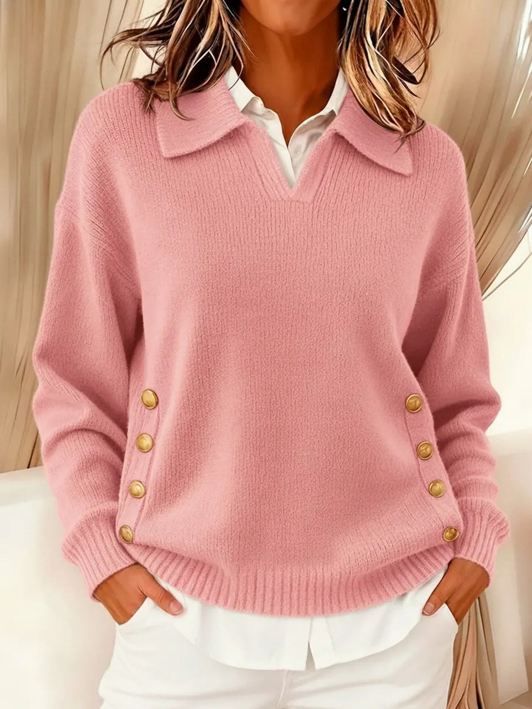 VYNETTE | V-NECK SWEATER WITH COLLAR