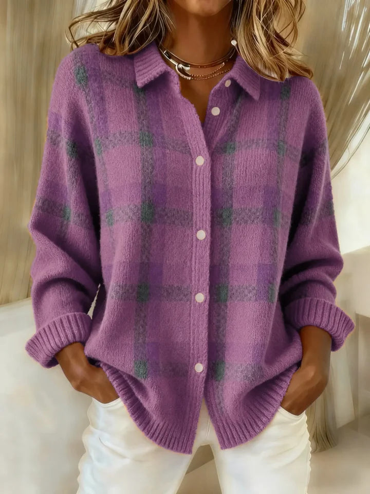ANNA | PLAID BUTTON-UP TOP FOR WOMEN