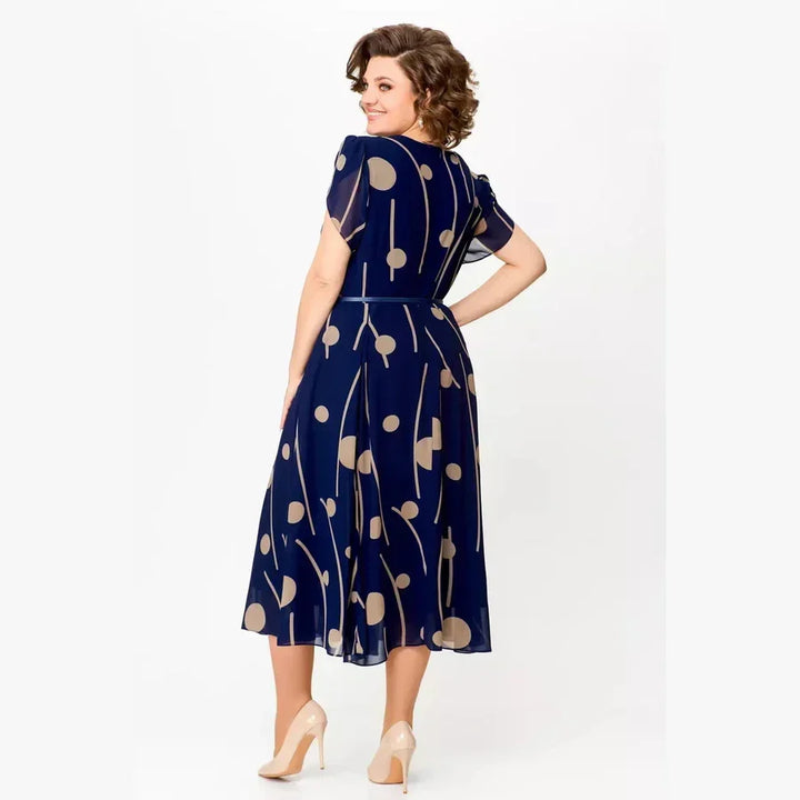 Ivy | Navy Spot Print Midi Dress