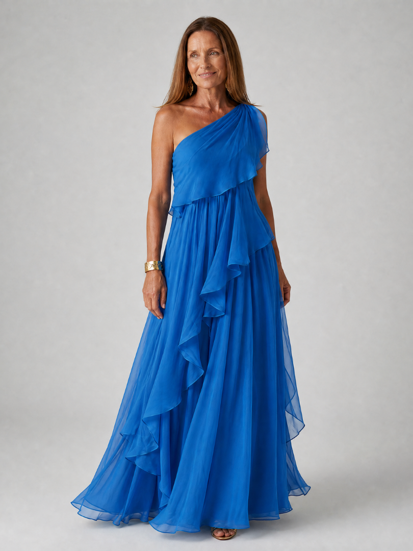 ELIANA | ONE-SHOULDER CHIFFON MAXI DRESS FOR WOMEN