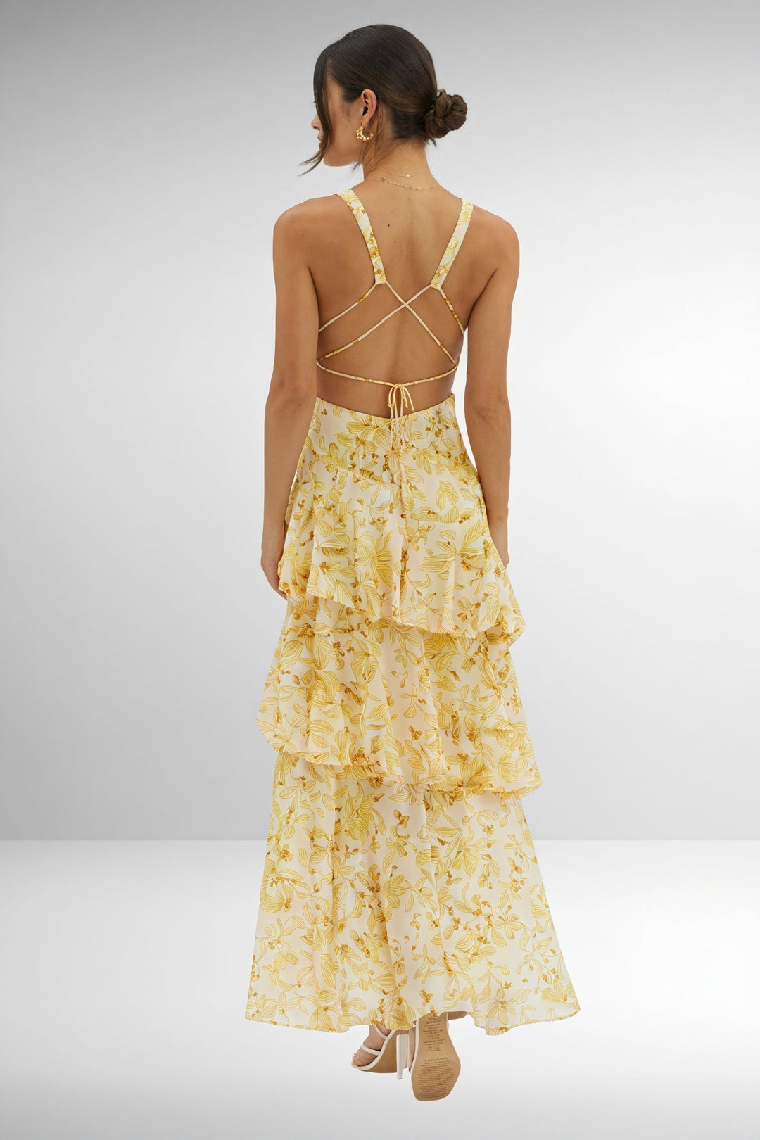 Floral Print Dress with Deep V-Neck