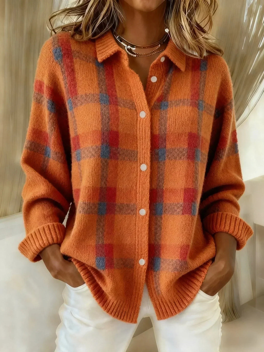 ANNA | PLAID BUTTON-UP TOP FOR WOMEN