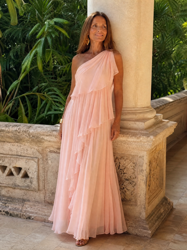 ELIANA | ONE-SHOULDER CHIFFON MAXI DRESS FOR WOMEN