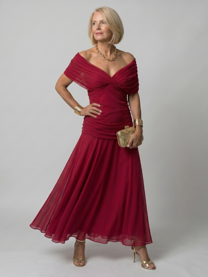 Ellis & Johnson™ | Off Shoulder Flow Midi Dress