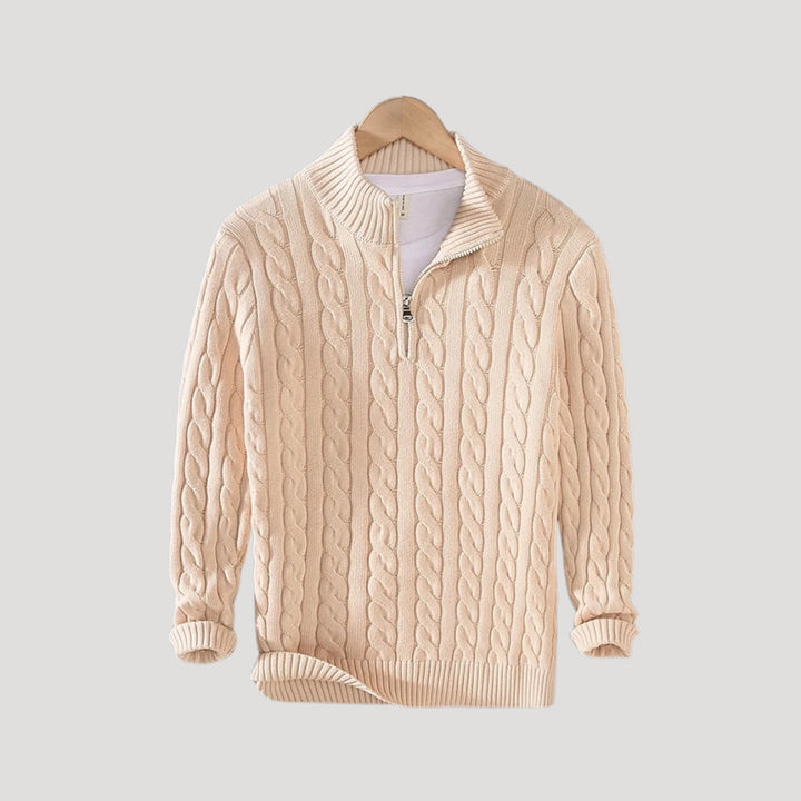 Becket | Half zip wool cable knit jumper