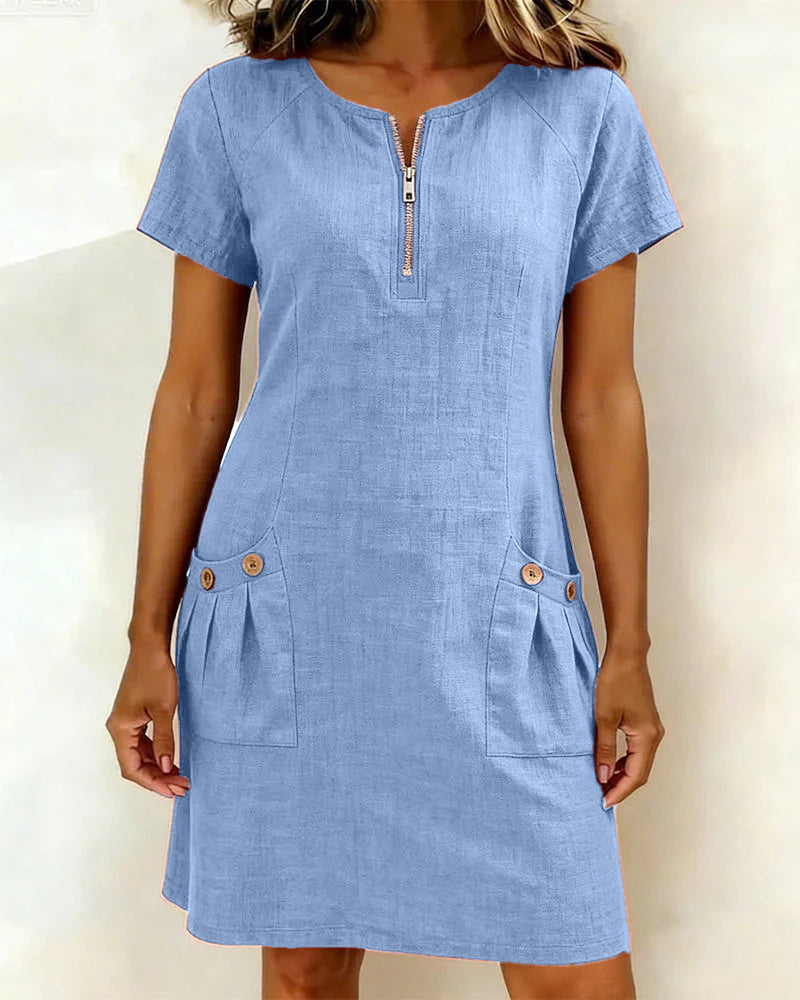 Lia | Cotton Dress with Zip Pocket